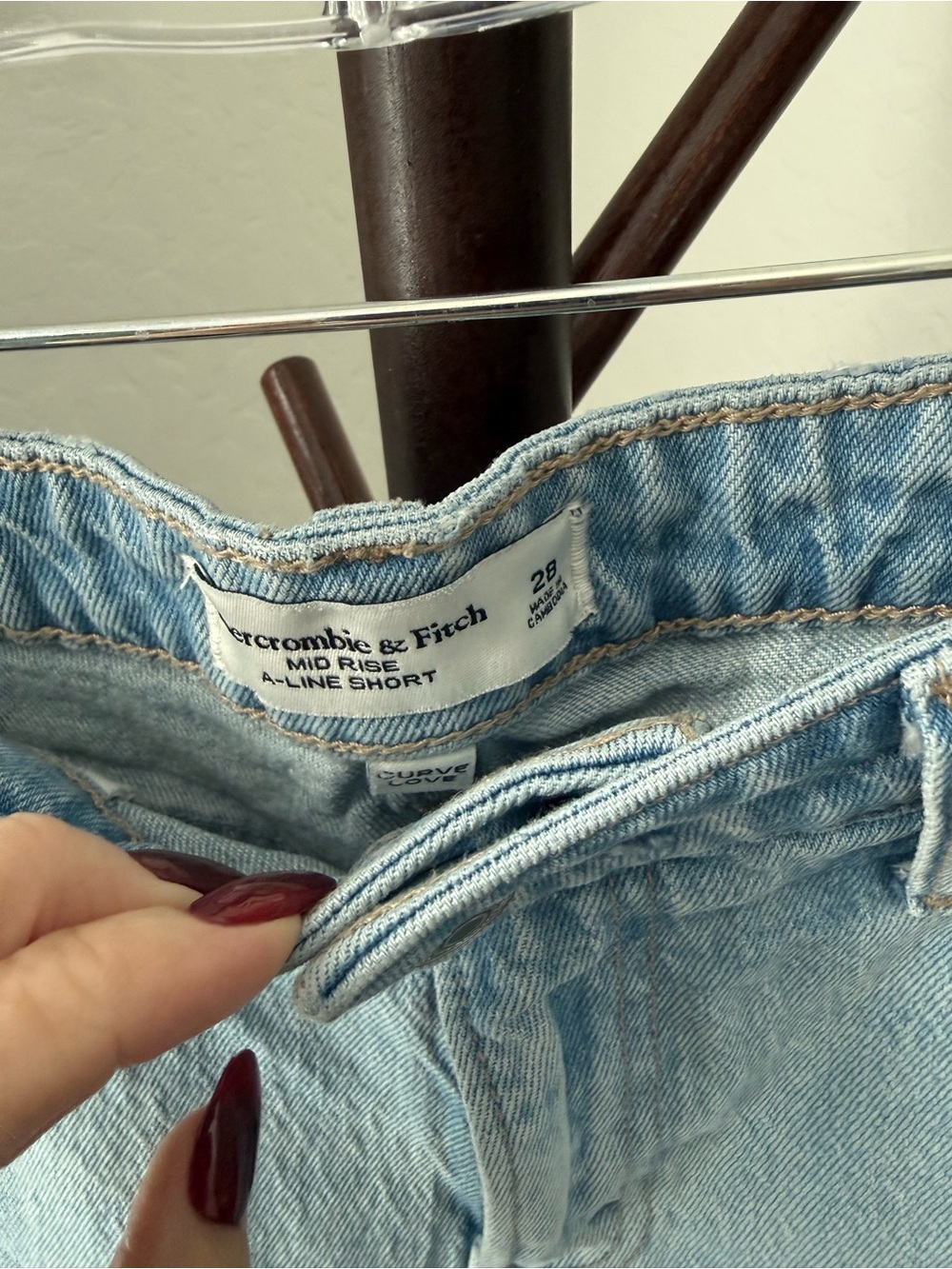 Abercrombie & Fitch Light Blue Mid Rise A-Line Short Jeans